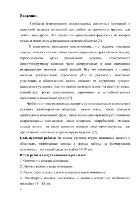 Формирование позитивных мотиваций в молодёжной среде
