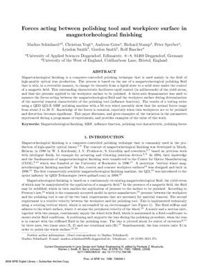 Schinhaerl M. (et al.) Forces acting between polishing tool and workpiece surface in magnetorheological finishing