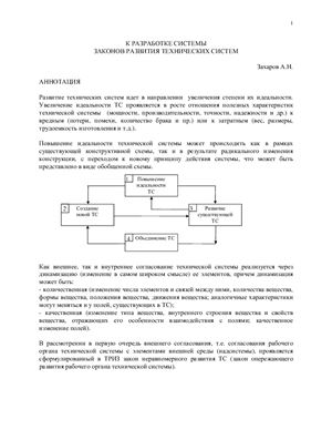 Захаров А.Н. К разработке системы законов развития технических систем
