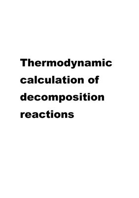Thermodynamic calculation of decomposition reactions