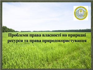 Проблеми права власності на природні ресурси та права природокористування
