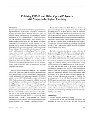 DeGroote J. (et al.) Polishing PMMA and other optical polymers with magnetorheological finishing