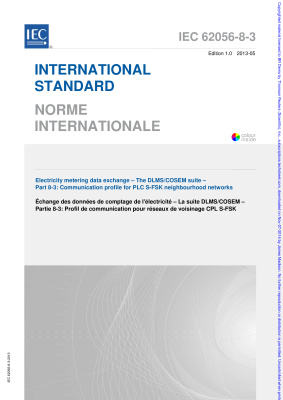 IEC 62056-8-3:2013 Communication profile for PLC S-FSK neighbourhood networks