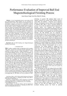 Singh A.K., Jha S., Pandey P.M. Performance evaluation of improved ball end magnetorheological finishing process