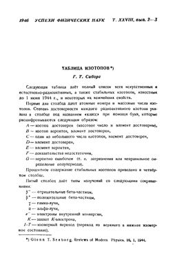 Сиборг Г.Т. Таблица изотопов