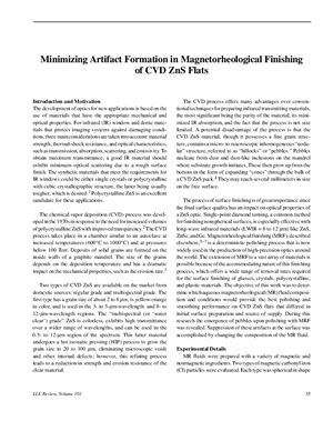 Kozhinova I.A. (et al.) Minimizing artifact formation in magnetorheological finishing of CVD ZnS flats