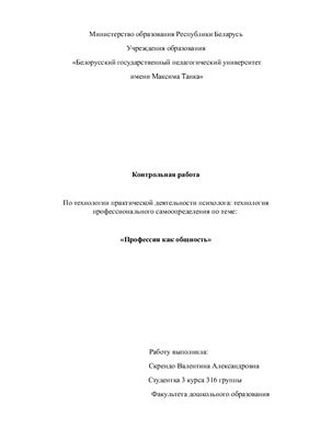 Профессия как общность