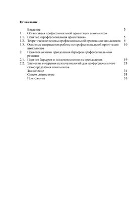 Организация профессиональной ориентации школьников