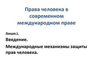 Введение. Международные механизмы защиты прав человека