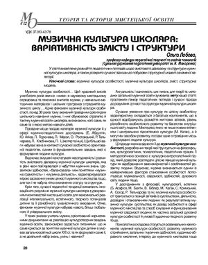 Лобова Ольга. Музична культура школяра: варіативність змісту і структури