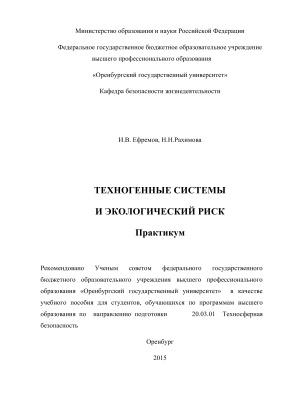 Рахимова Н.Н., Ефремов И.В. Техногенные системы и экологический риск