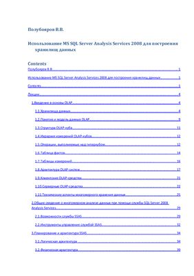 Полубояров В.В. Использование MS SQL Server 2008 Analysis Services для построения хранилищ данных