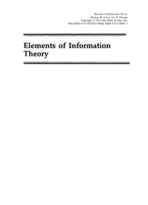 Cover T.M., Thomas J.A. Elements of Information Theory