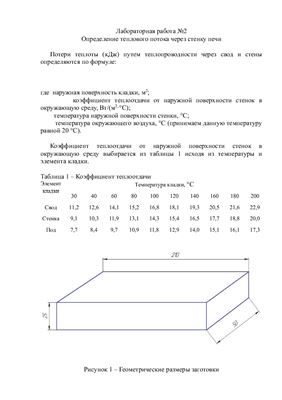 Определение теплового потока через стенку печи