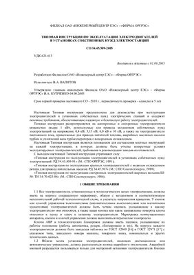 СО 34.45.509-2005 Типовая инструкция по эксплуатации электродвигателей в установках собственных нужд электростанций