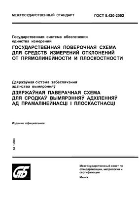 ГОСТ 8.420-2002 Государственная система обеспечения единства измерений. Государственная поверочная схема для средств измерений отклонений от прямолинейности и плоскостности. (Республика Беларусь)
