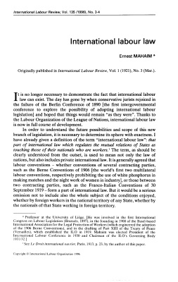 Mahaim Ernest. International Labour Law